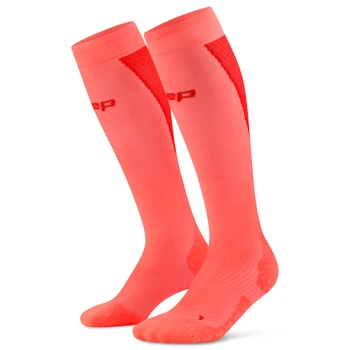 Męskie długie skarpety kompresyjne sportowe CEP Core Run Ultralight koralowy