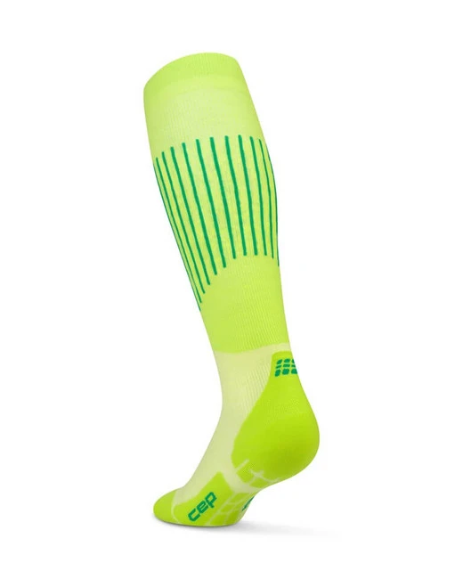Męskie skarpety kompresyjne na zimę Ski Ultralight CEP limonkowe