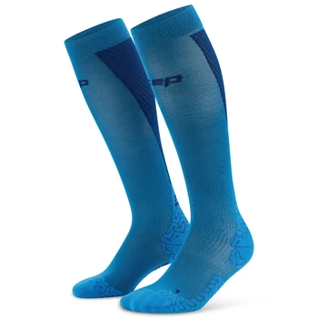 Męskie długie skarpety kompresyjne sportowe CEP Core Run Ultralight niebieskie